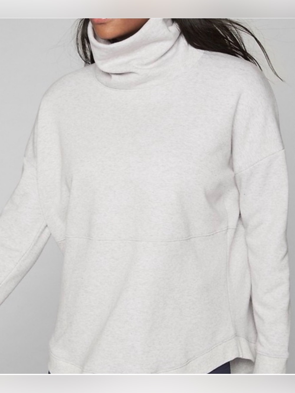 Athleta Light Gray Cozy Karma Funnel Neck Sweatshirt